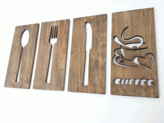 Coffee Bar Sign Modern Kitchen Art CNC Router Laser Free CDR File