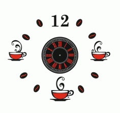 Coffee Wall Clock Template 3D Puzzle CDR Vectors File