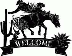 Cowboy Welcome Sign Free DXF Vectors File