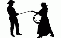 Cowgirl Cowboy Free Dxf File For Cnc DXF Vectors File
