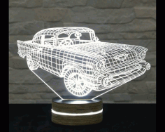 Creative 3D LED Car Night Lamp Free DXF Vectors File