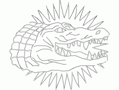 Crocodile Animal Line Art Drawing Vector DXF File