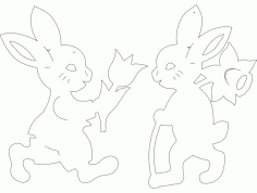 Cute Bunny Line Art Drawing DXF File