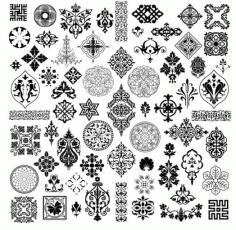 Damask Motif Grille Panel Set CDR Vectors File