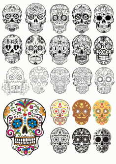 Day of the Dead Skulls Art Free Design CDR File