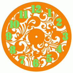 Decorative Floral Wall Clock Laser Cut Free CDR Vectors File