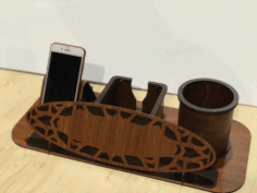 Desk Organizer Pen Mobile Holder Laser Cut Free CDR File