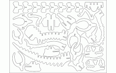 DINOTA 3D Puzzle Laser Cut DXF File