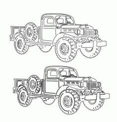 Dodge Power Wagon Engraving Sketch Dxf File DXF File