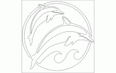 Dolphins Set Template CNC Router Free DXF File