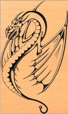 Dragon Art Silhouette Free DXF File