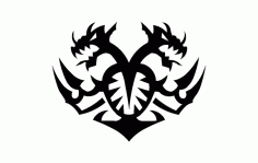 Dragon Heart Shape Silhouette DXF File