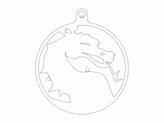 Drangon In Circle Silhouette DXF File