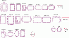 Elegant Mirror Frame Set Free DXF Vectors File
