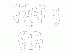 Elephant Jigsaw Puzzles Laser Cut DXF File