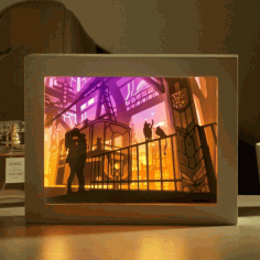 End of Day Train Light Box Lamp DXF and CDR File