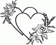 Engrave Two Hearts Valentines Day Decor Laser Cut CDR File