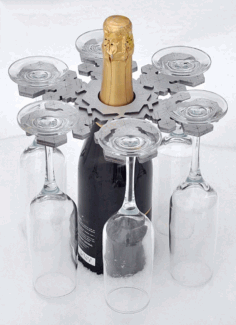 Engraved Snowflake Wine Butler Laser Cut CDR File