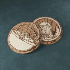 Engraved Wooden Mandalorian Inspired Badges Laser Cut CDR File