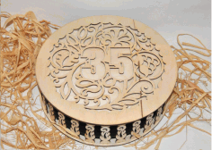Engraved Wooden Round Box CDR File
