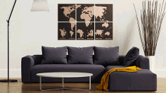 Engraved World Map on Cork Tiles CDR File