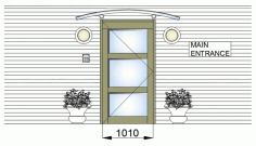 Entrance Door With Canopy in 2D Drawing DWG File