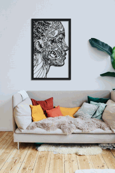 Face Living Room Wall Design CDR Vectors File