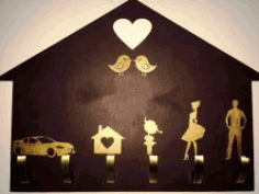 Familly Key Holder for Laser Cut CDR File