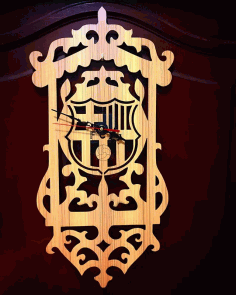 FC Barcelona Wall Clock Template Laser Cut Free CDR File