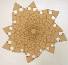 Fibonacci Spiral Jigsaw Puzzle very deep Laser Cut DXF File