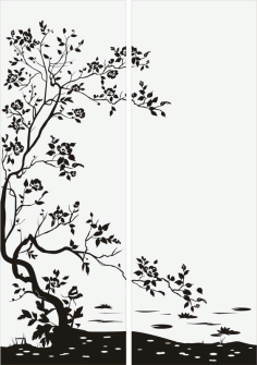 Floral Bush Tree Sandblast Pattern CNC Laser Cut Free CDR File