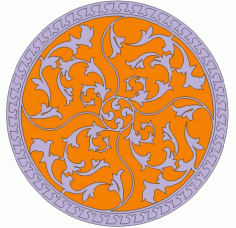 Floral Circular Pattern Free Vector DXF File