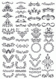 Floral Decor Elements Collection Free CDR Vectors File