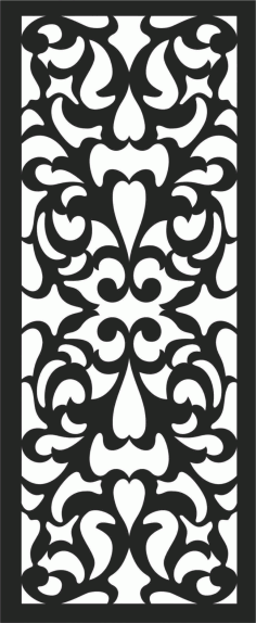 Floral Laser Cut Metal Privacy Screen Panel DXF File