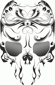 Floral Skull Vector Free Dxf File For Laser Cutting DXF File