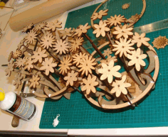 Floral Wooden Panel Decorative Design DXF File
