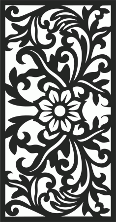 Flowery Home Front Steel Grill Panel Design DXF File