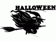 Halloween Flying Witch Vector DXF File