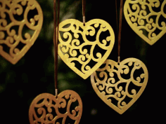 Heart Pendant Valentines Day Decor Laser Cut CDR File