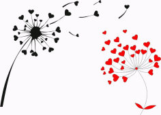 Heart Shape Oduvan Dandelion Print Download Free Vector CDR File