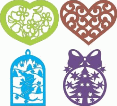Heart Shaped Hanging On the Tree for Laser Cutting CDR File