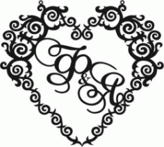 Heart Wedding Frame for Laser Cut CNC DXF File