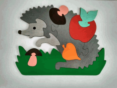 Hedgehog Jigsaw Puzzle Game For Kids Laser Cut CDR File