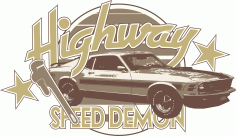 Highway Car T Shirt Sticker CDR Vectors File