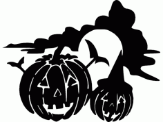 Horror Black Halloween Wallpaper Vector DXF File