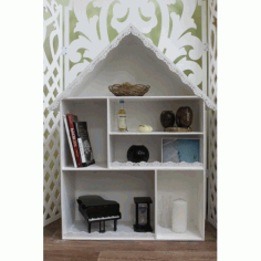 House Shape Decor Shelf Template Laser Cut Free Vector CDR File