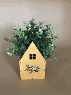 House Shaped Flower Box Design Laser Cut CDR File