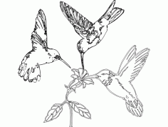 Humming Birds And Flower Free Dxf File For Cnc DXF Vectors File