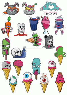 Icecream Cartoon Sticker CDR Vectors File
