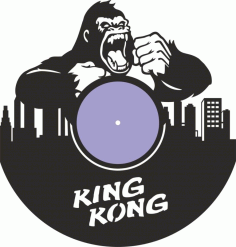 King Kong Silhouette Wall Clock Frame CDR File